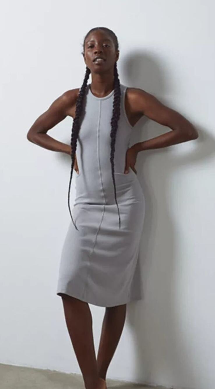 Lunya Restore Fitted Dress in Ambient Grey Sleeveless Size XS Knee Length NWOT